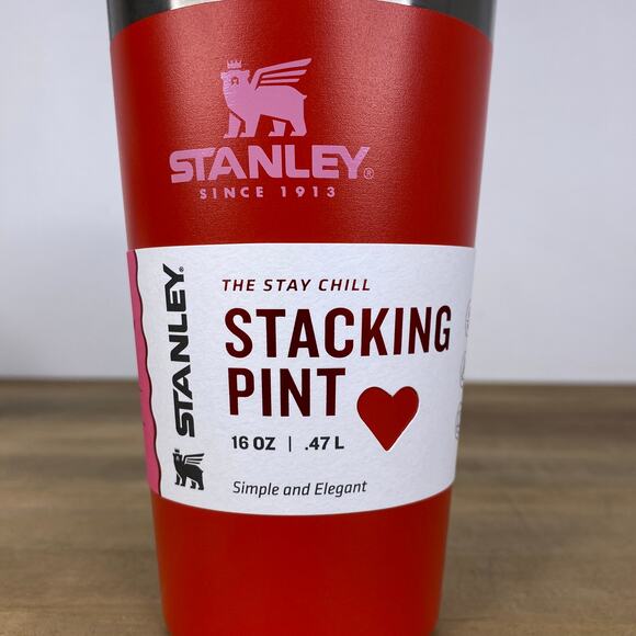 Stanley Tumbler 16 oz Stacking Pint Target Red Stainless Travel Mug Valentines - Picture 9 of 10